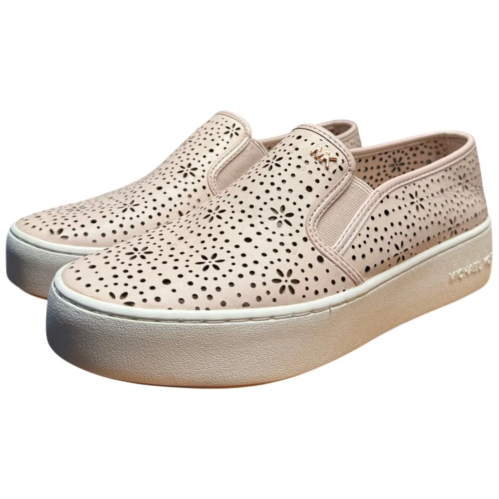 MICHAEL KORS Trent Slip On Women's 7.5 Soft Pink Perforated Leather Sneakers
